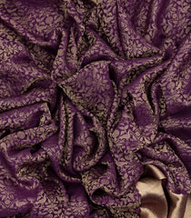 Dark Purple Mysore Crepe Silk Saree With Peacock Motifs-MS3093
