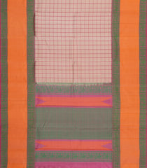 Taupe Handloom Kanchipuram Silk Saree With Checks-KA15152