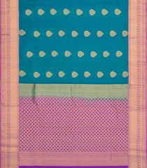 Cyan Woven Pure Silk Saree With Zari Buttas & Contrast Border-EC2621