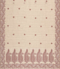 Taupe Woven Synthetic Dupion Saree With Crimson Floral Buttas-BL5050