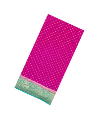 Hot Pink Handloom Banarasi Khaddi Georgette Silk Saree With Contrast Border-BE1812