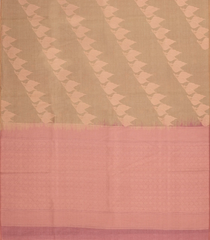 Beige Woven Art Dupion Saree With Leaf Motifs & Contrast Pallu-BL4946