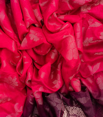 Hot Pink Woven Art Dola Silk Saree With Floral Vine Motifs-BL4265