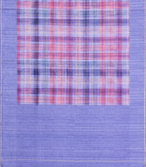 Lavender Printed Synthetic Dupion Saree With Checks & Contrast Border-BL6050