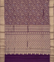 Dark Purple Woven Mysore Silk Saree With Peacock Motifs-MS3085