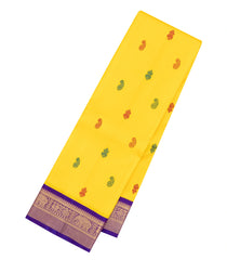 Yellow Handloom Korvai Kanchipuram Silk Saree With Silk Buttas-KA15908