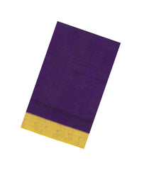 Purple Handloom Silk Cotton Saree With Zari Stripes & Contrast Border-SC4752