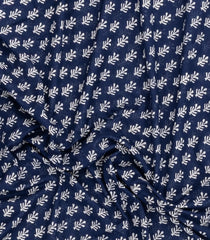 Indigo Printed Jaipur Cotton Saree With Printed Tribal Motifs-JC1778