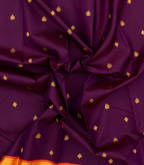Dark Purple Handloom Korvai Kanchipuram Silk Saree With Buttas-KA13743