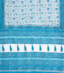 White Printed Jaipur Cotton Saree With Floral Motifs-JC1480