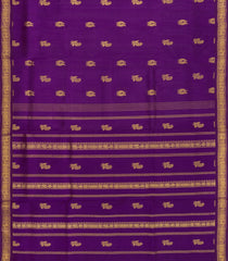 Purple Handloom Silk Cotton Saree With Zari Buttas-SC4718