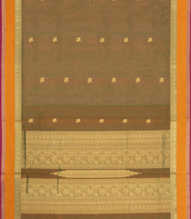 Olive Green Handloom Silk Cotton Saree With Zari Buttas & Contrast Border-SC4806