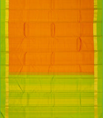 Orange Handloom Kanchipuram Silk Saree With Green Border