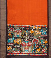 Orange Printed Synthetic Dola Silk Saree With Zari Border-BL6039