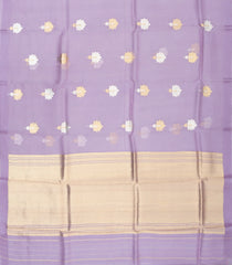 Lavender Handloom Banarasi Organza Silk Saree With Meena Floral Motifs-BE1390