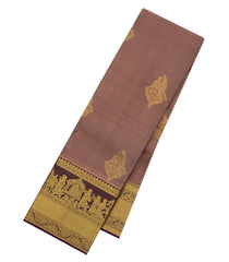 Brown Handloom Kanchipuram Silk Saree With Wedding Motifs-KA15726