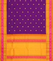 Purple Handloom Korvai Kanchipuram Silk Saree With Silk Thread Work Motifs-KA15779