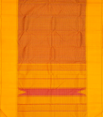 Mustard Handloom Korvai Kanchipuram Silk Saree With Ganga Jamuna Border-KA13224