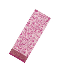Magenta Printed Chanderi Cotton Saree With Floral Motifs & Zari Border-CC1659