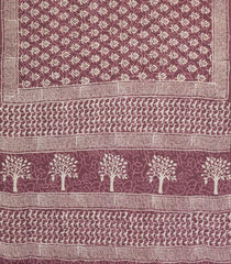 Dusty Pink Printed Jaipur Cotton Saree With Floral Motifs-JC1510