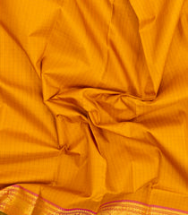 Turmeric Yellow Handloom Kanchipuram Silk Saree With Checks-KA15276