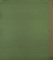 Green Woven Art Linen Saree With Leafy Motifs-BL5640