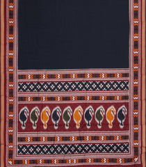 Midnight Blue Printed Chanderi Cotton Saree With Zari Border-BL5491