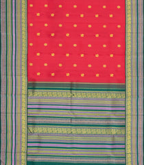 Red Handloom Korvai Kanchipuram Silk Saree With Buttas-KA15203