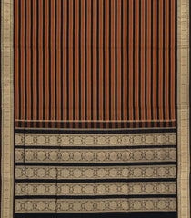 Black & Rust Handloom Soft Silk Cotton Saree With Veldhari Stripes-SC4441