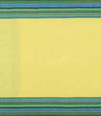 Yellow Handwoven Bengal Cotton Saree With Green Border-BG1497