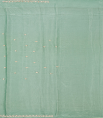 Aquamarine Woven Art Tissue Saree With Embroidered Floral Motifs & Selvage-BL4653