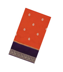 Orange Woven Blended Viscose Saree With Buttas-BL5677