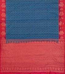 Blue Handloom Soft Silk Saree With Floral Jaal Motifs-SO4051