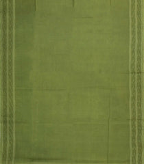 Leafy Green Woven Tussar Silk Saree With Chevron Stripes-TU3335