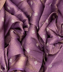 Lilac Woven Art Dola Tissue Saree With Floral Motifs-BL3989