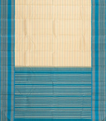 Cream Handloom Korvai Kanchipuram Silk Saree With Silk Stripes-KA16564
