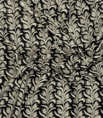 Black Printed Jaipur Cotton Saree With Floral Motifs-JC1535