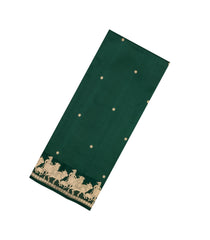 Dark Green Handloom Banarasi Silk Saree With Floral Kanchipuram Butta Silk Sarees-BE1889