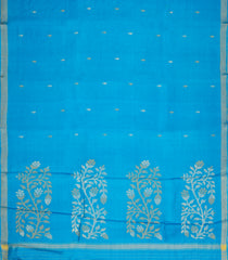 Turuqoise Woven Tussar Silk Saree With Mango Motifs & Zari Border-TU3532
