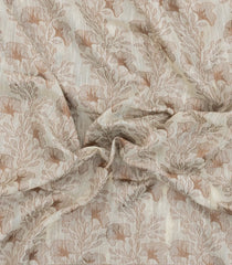 Off White Woven Art Linen Saree With Floral Motifs-BL5649
