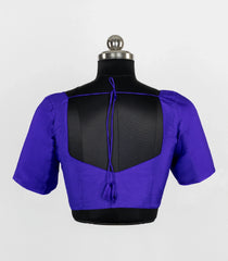 Purple Readymade Plain Silk Blouse With Elbow Sleeve-RB5255