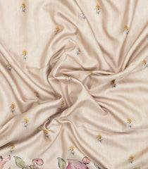 Taupe Printed Synthetic Tussar Silk Saree With Contrast Border-SY0132