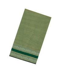 Dark Green Handloom Silk Cotton Saree With Zari Stripes-SC4375
