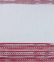 White Handloom Bengal Cotton Saree With Crimson Border-BG1559