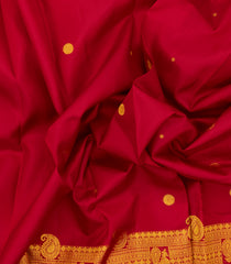 Crimson Handloom Kanchipuram Silk Saree With Rudraksham Buttas-KA14596