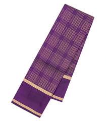 Dark Purple Woven Pure Silk Saree With Zari Checks-EC2608