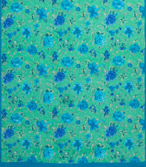 Aquamarine Printed Crepe Silk Saree With Floral Motifs-PS0901