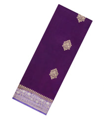 Dark Purple Woven Banarasi Poona Silk Saree With Zari Buttas & Contrast Border-BP1028