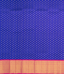 Blue Handloom Korvai Silk Pavadai & Blouse With Zari Buttas-PM2076