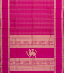 Hot Pink Handloom Kanchipuram Silk Saree With Zari Checks-KA15174